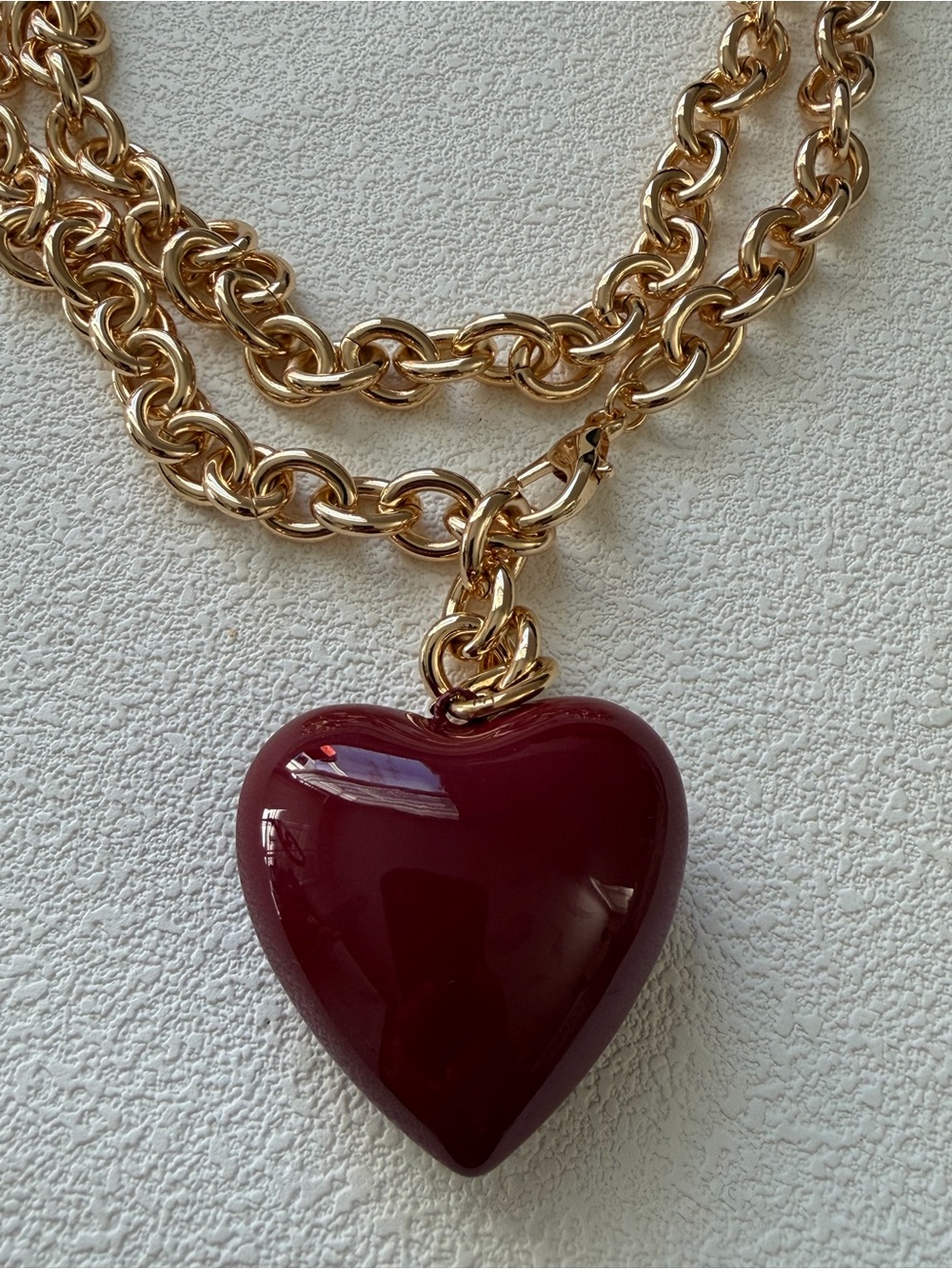 NWOT Roxanne Assoulin big puffy heart Gold Chain Necklace - Picture 4 of 7